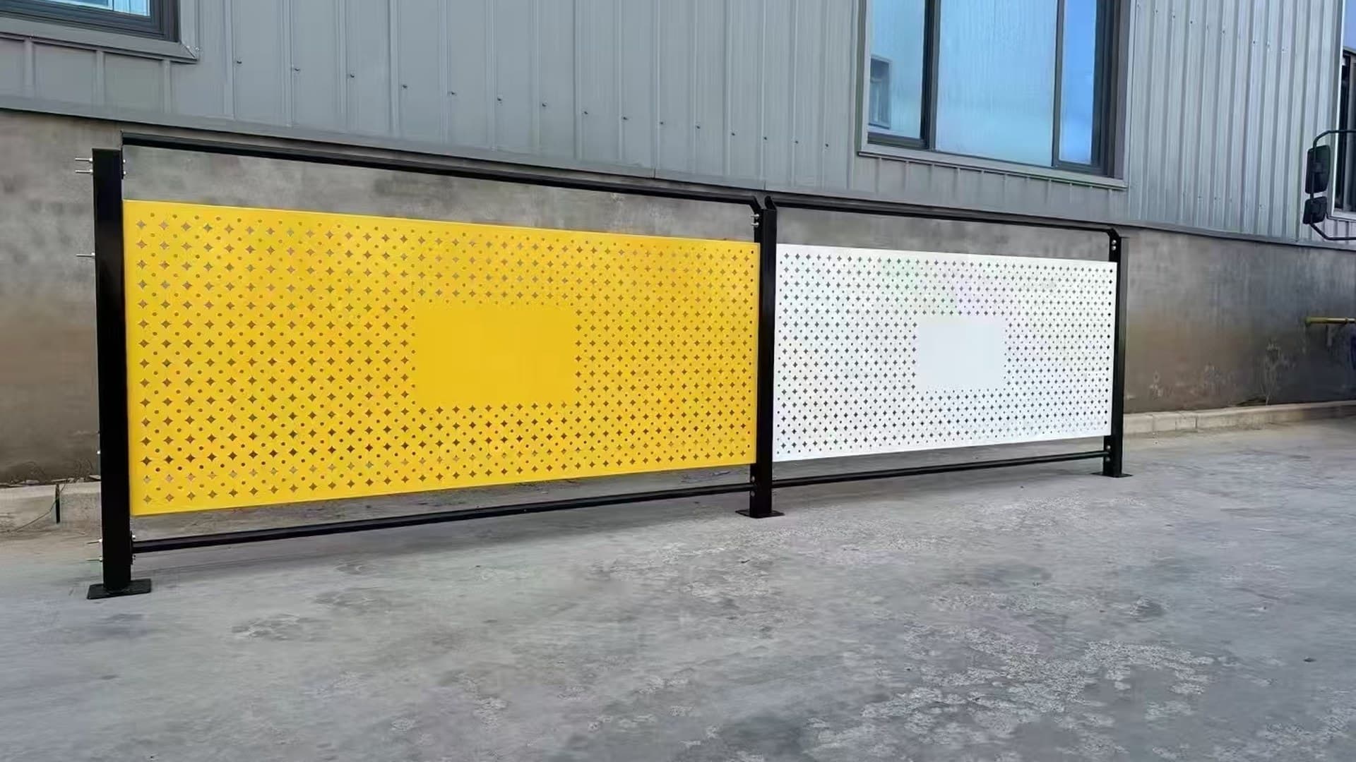 Perforated metal panels prepared for technical review