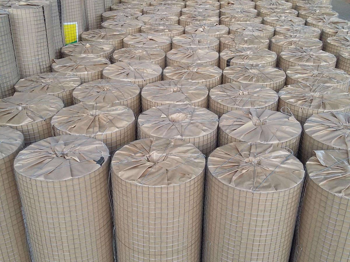 Finished mesh sheets ready for handling