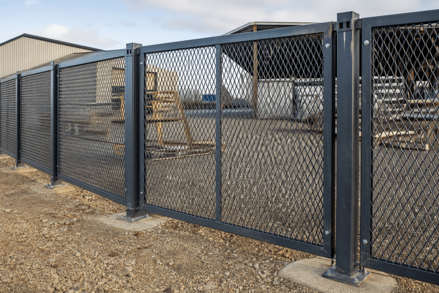 Expanded Metal Mesh Fence in a realistic industrial setting