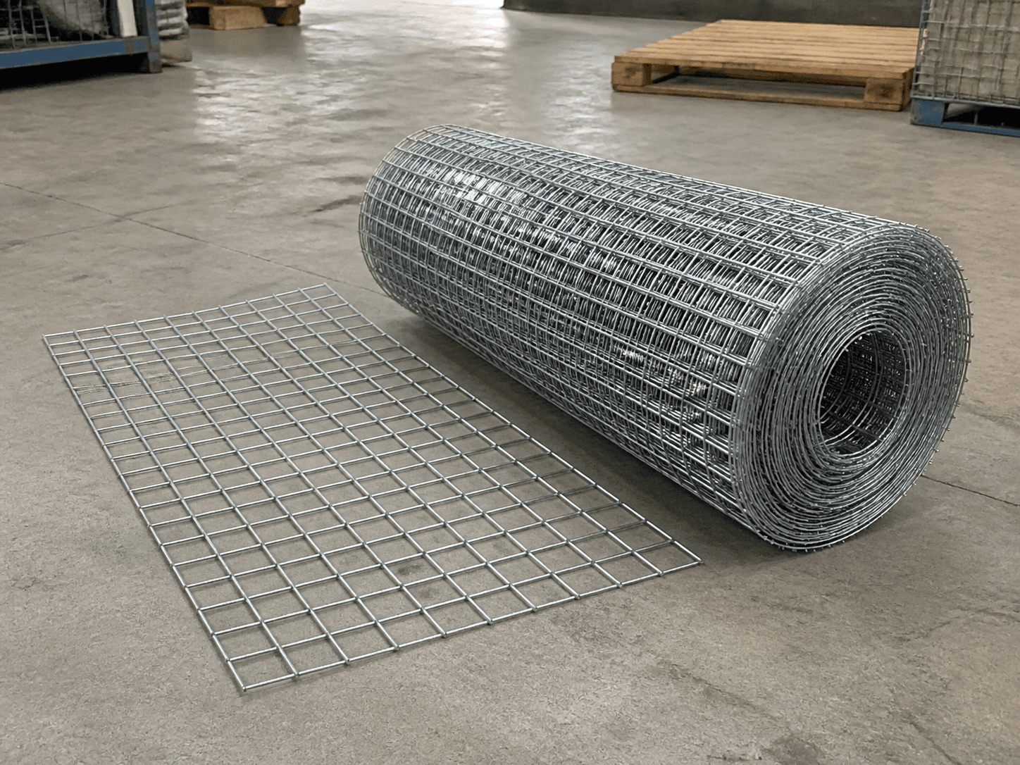 Galvanized Welded Wire Fence Mesh in a realistic industrial setting
