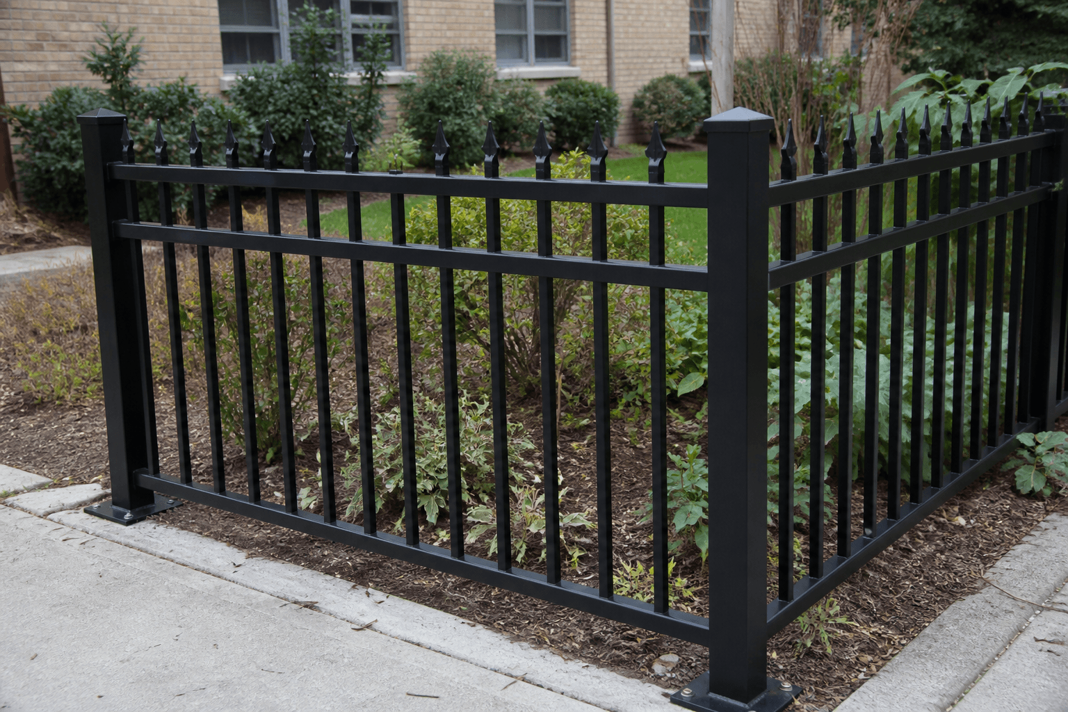 Ornamental Aluminum Fence in a realistic industrial setting