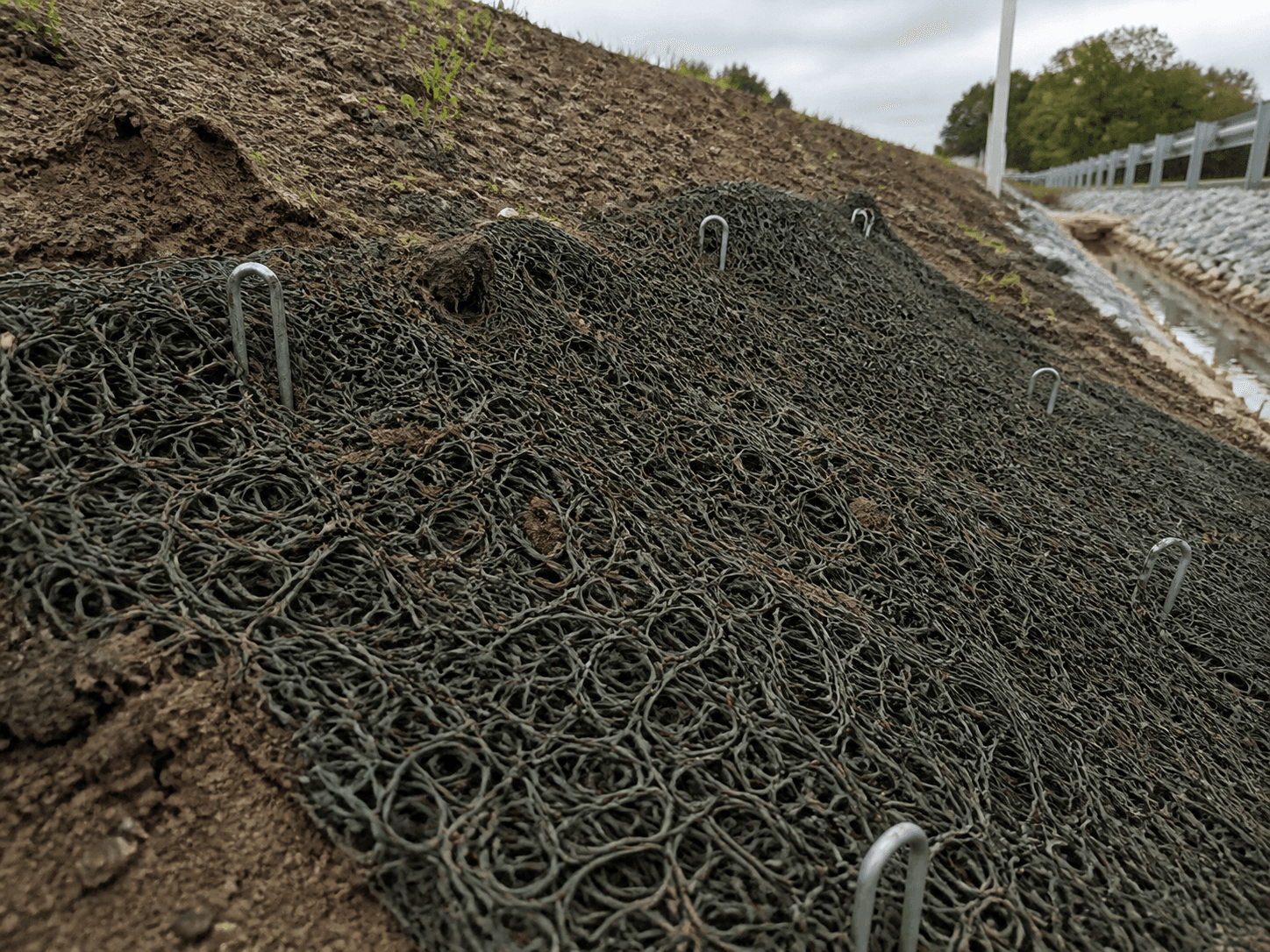 Three-Dimensional Vegetation Mat in a realistic industrial setting