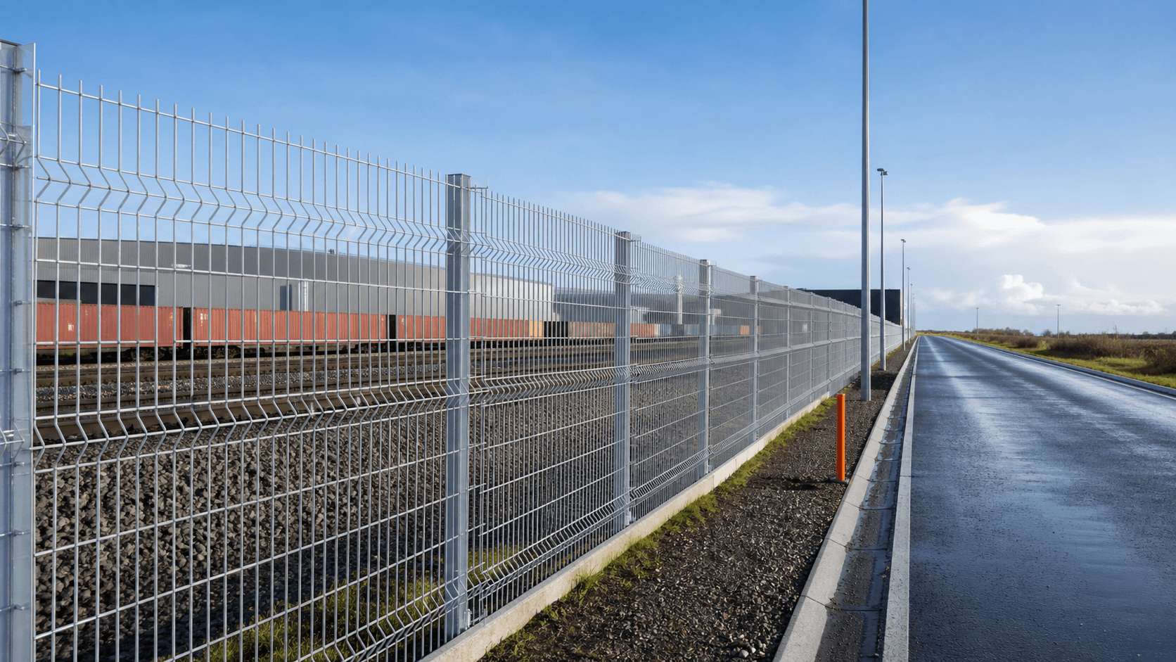 Perimeter fencing at a logistics project