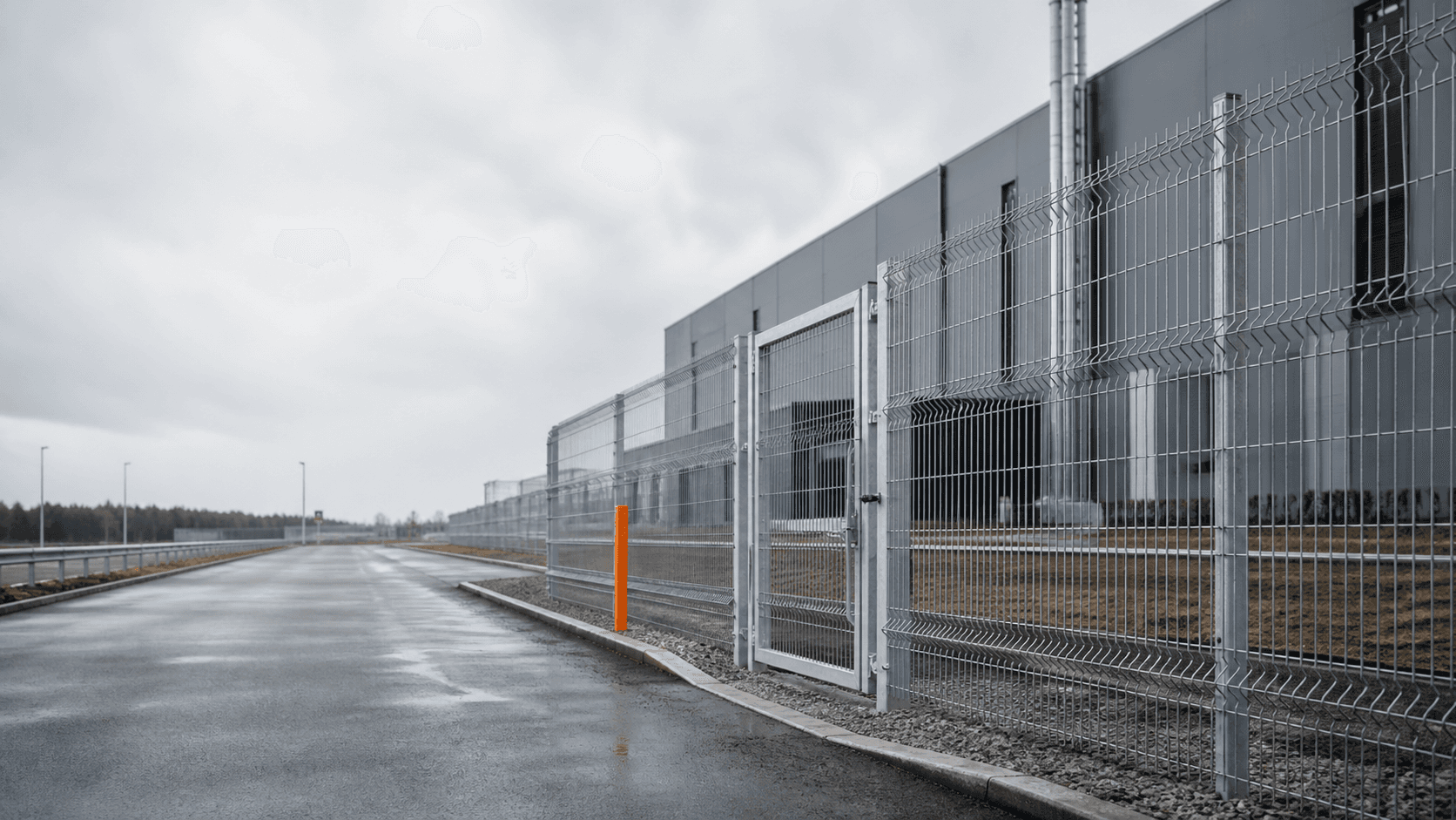 Green fence system around an industrial building