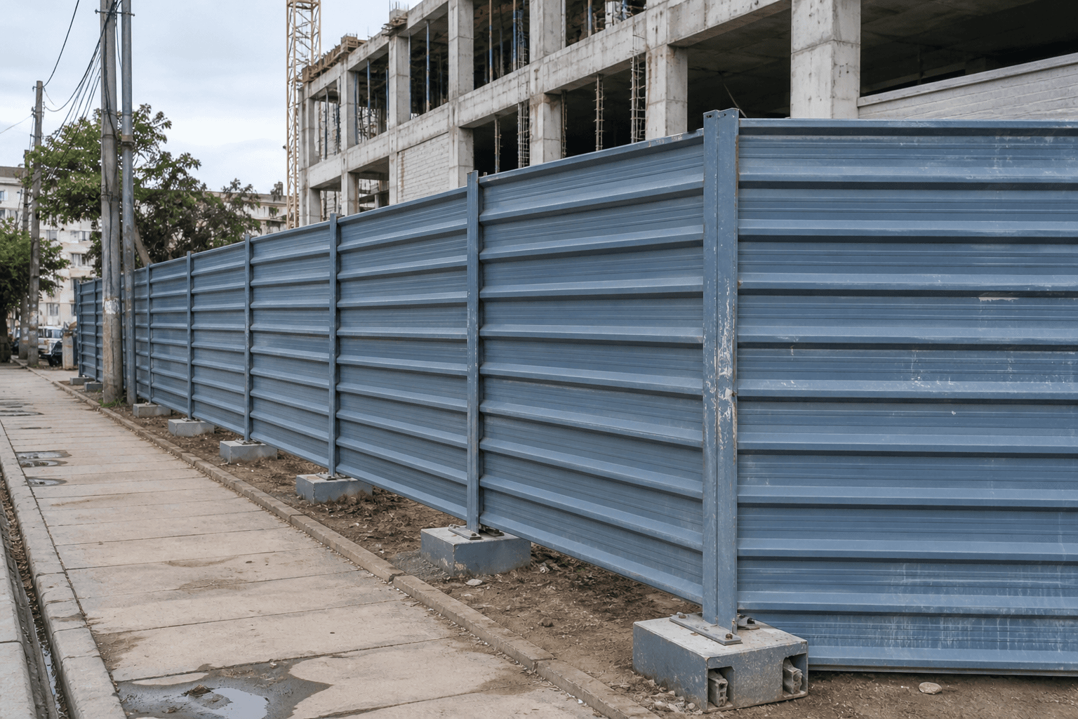 Color Steel Site Hoarding in a realistic industrial setting