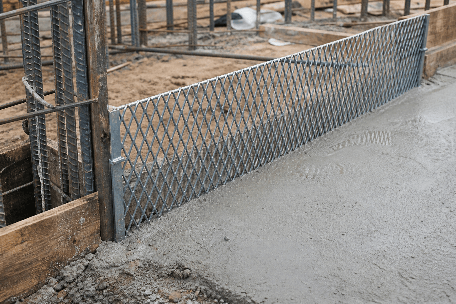 Concrete Construction Stop-End Mesh in a realistic industrial setting