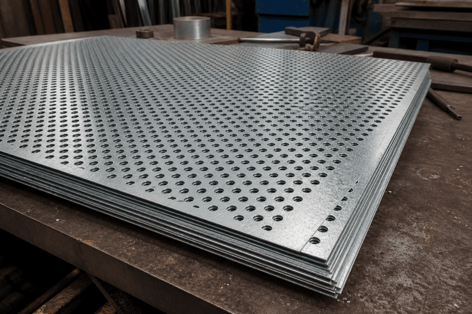 Perforated Metal Sheet in a realistic industrial setting