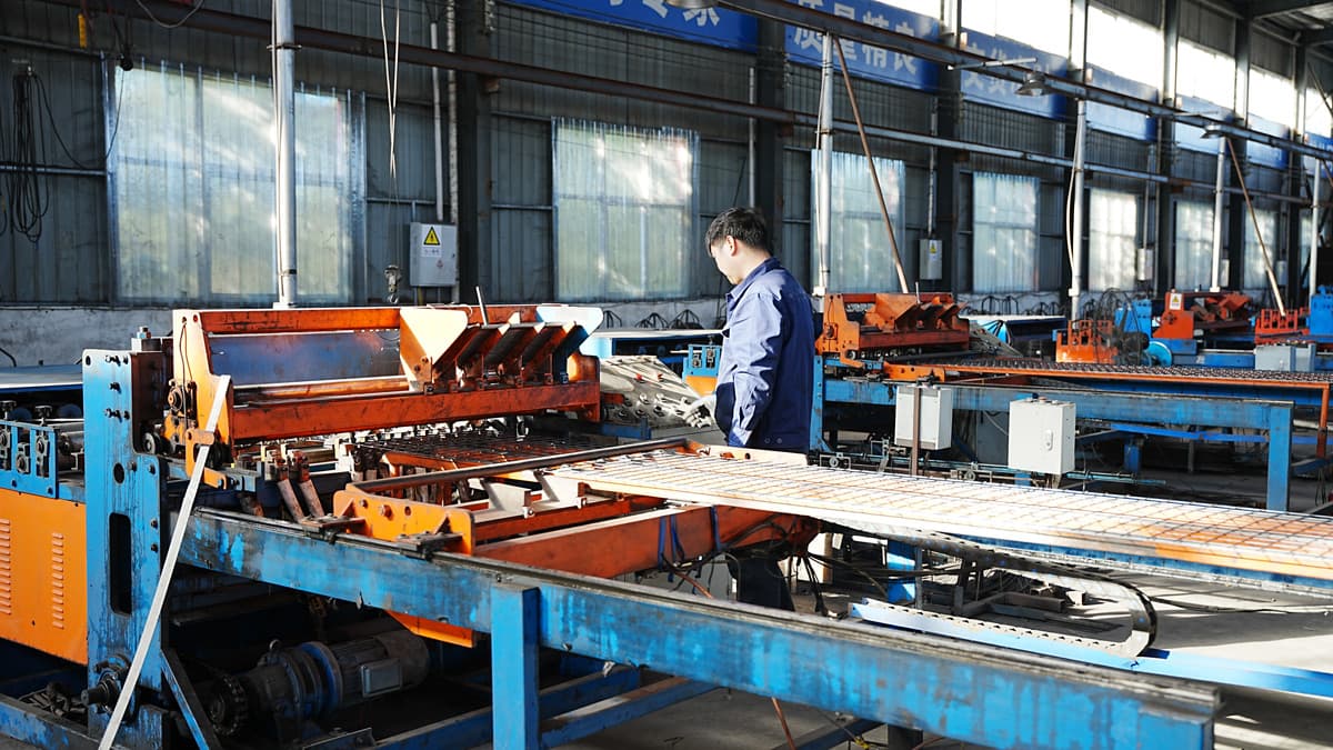 Wire mesh production line and finished welded panels