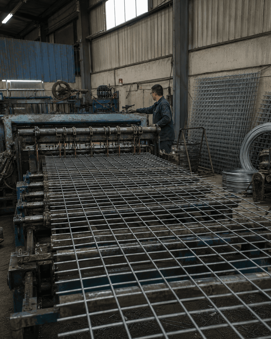 Bohang worker checking a welded wire panel